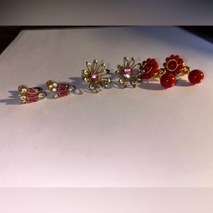 Vintage 1960s clip on earrings. Beautiful pink and red gems for Valentines!